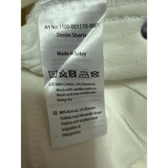 NA-KD Women's White High Waisted Frayed Raw Hem Mini Denim Jeans Shorts Size 36 - Picture 5 of 5